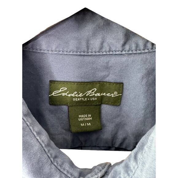 Eddie Bauer Blue Long Sleeve Button Down Shirt 100% Cotton Men's Medium - Picture 5 of 6